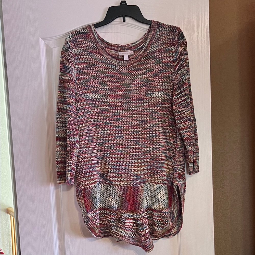 Westport Multicolor Knit Top in Red, Green & Blue
